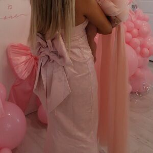 Selfie Leslie Pink Strapless Dress with Bow